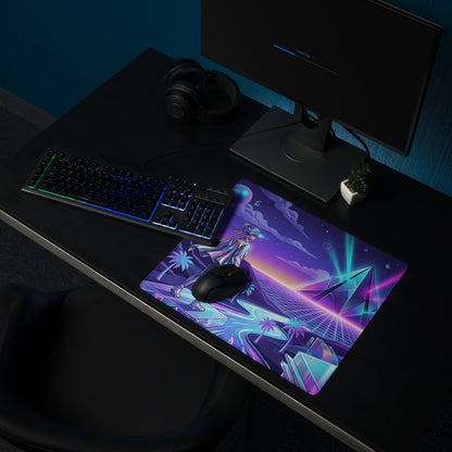 Neon Vaporwave Mouse Pad - Gaming Mouse Pad Neon Purple Blue Vaporwave Mood Nostalgic, Neon Decor, Desk Mat, Digital Art