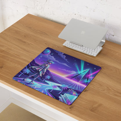 Neon Vaporwave Mouse Pad - Gaming Mouse Pad Neon Purple Blue Vaporwave Mood Nostalgic, Neon Decor, Desk Mat, Digital Art