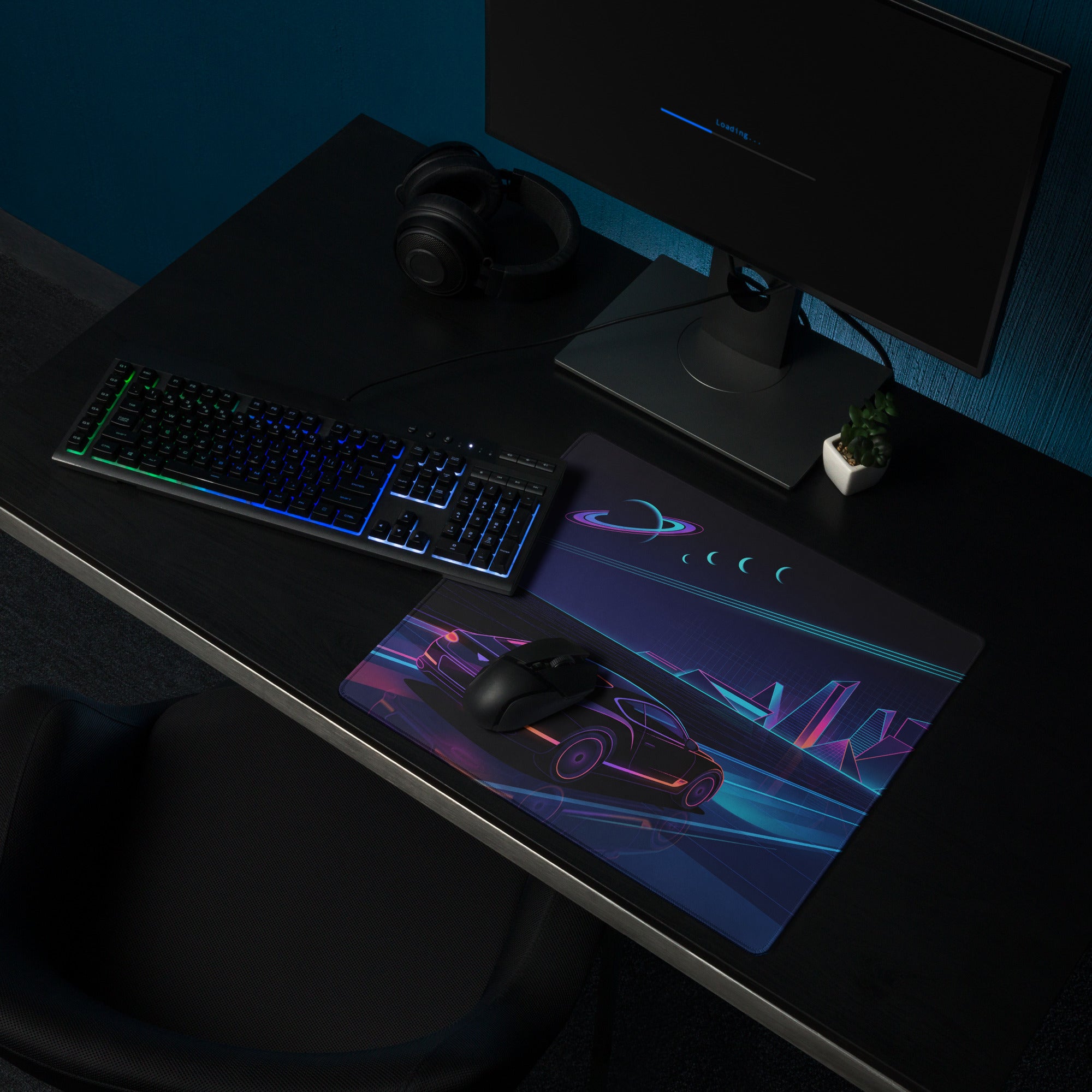 Vaporwave Neon City Mouse Pad - Vaporwave Neon City Mouse Pad Blue Purple Gaming Desk Dreamy Neon Mood Esports Gear