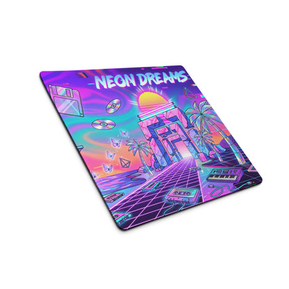 Neon Vaporwave Desktop Mouse Pad - Mouse Pad Neon Purple Cyan Desk Vaporwave Dreamy Neon Retro Futurism Large Gaming