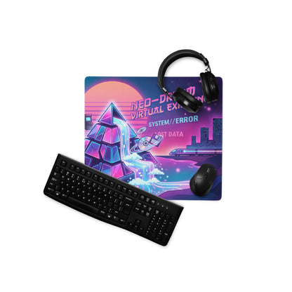 Neon Vaporwave Gaming Mouse Pad - Gaming Mouse Pad Neon Pink Purple Cyan Desk Vaporwave Dreamy Nostalgic Mood Vaporwave Desk Mat Digital Art