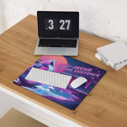 Neon Vaporwave Gaming Mouse Pad - Gaming Mouse Pad Neon Pink Purple Cyan Desk Vaporwave Dreamy Nostalgic Mood Vaporwave Desk Mat Digital Art