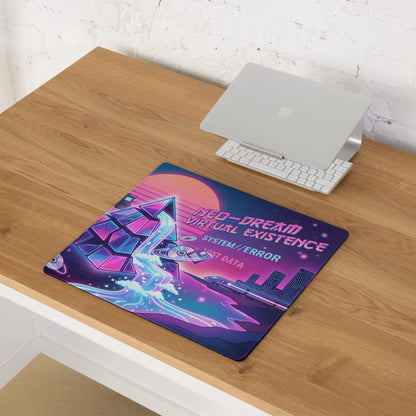 Neon Vaporwave Gaming Mouse Pad - Gaming Mouse Pad Neon Pink Purple Cyan Desk Vaporwave Dreamy Nostalgic Mood Vaporwave Desk Mat Digital Art