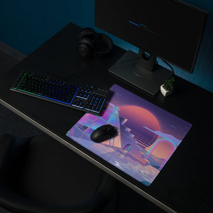 Neo Vaporwave Neon Mouse Pad - Mouse Pad Neon Purple Pink Vaporwave - Dreamy Retro Futurism Gaming Setup Digital Art