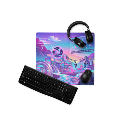 Neon Vaporwave Gaming Mouse Pad - Gaming Mouse Pad Neon Purple Pink Desk Setup Vaporwave Vibrant Mood Neon Decor Digital