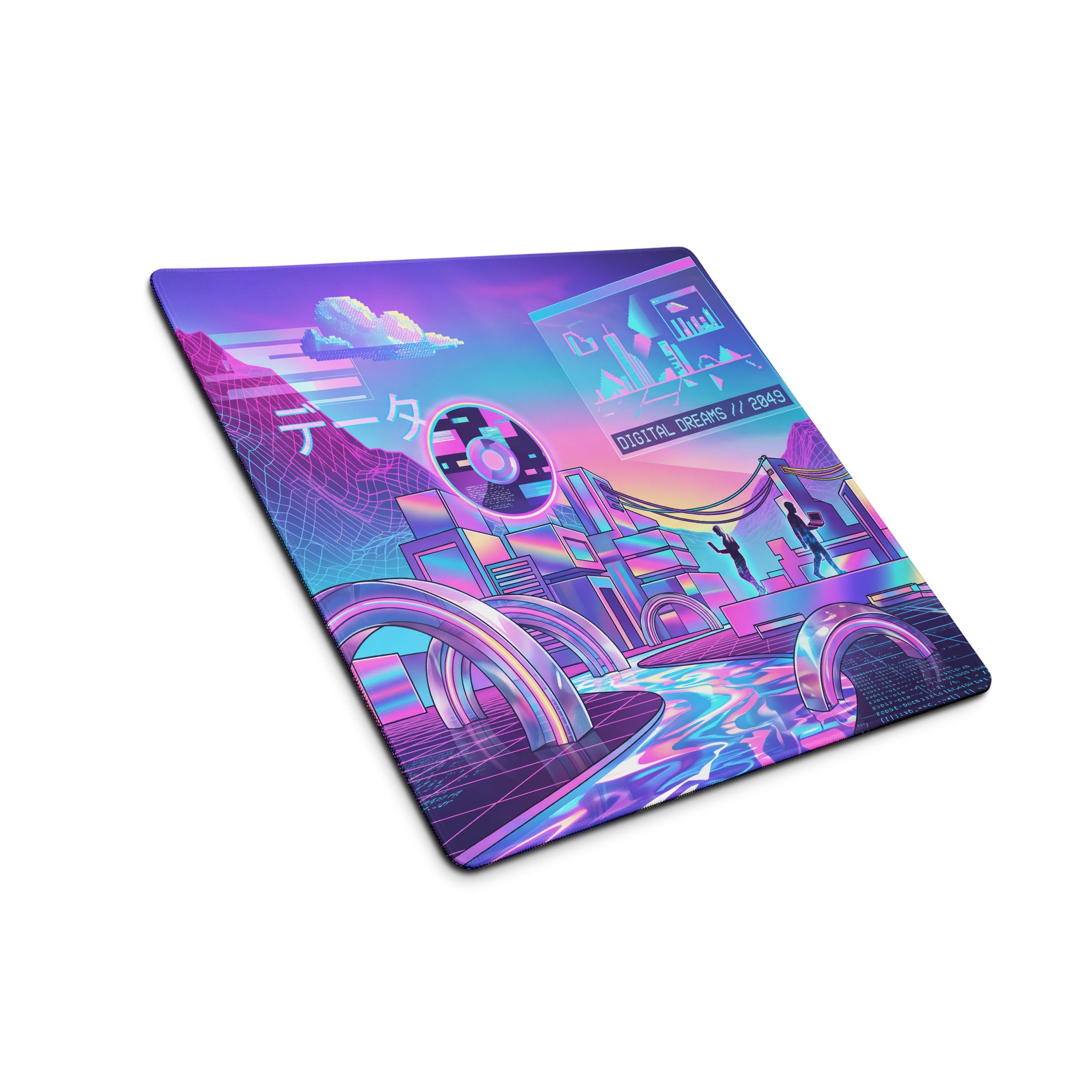 Neon Vaporwave Gaming Mouse Pad - Gaming Mouse Pad Neon Purple Pink Desk Setup Vaporwave Vibrant Mood Neon Decor Digital