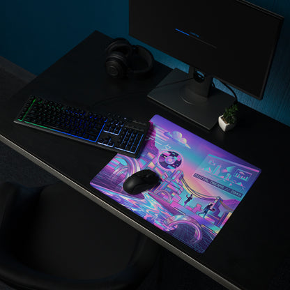 Neon Vaporwave Gaming Mouse Pad - Gaming Mouse Pad Neon Purple Pink Desk Setup Vaporwave Vibrant Mood Neon Decor Digital
