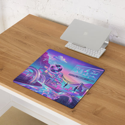 Neon Vaporwave Gaming Mouse Pad - Gaming Mouse Pad Neon Purple Pink Desk Setup Vaporwave Vibrant Mood Neon Decor Digital