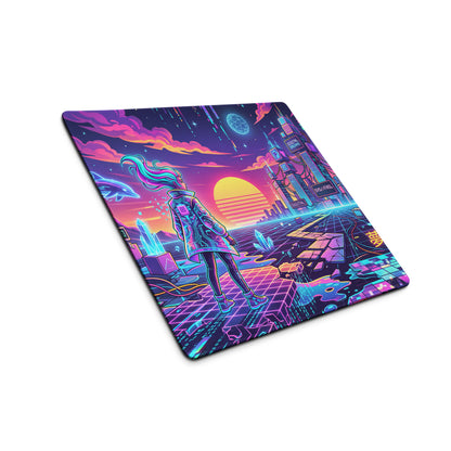 Vaporwave Neon Galaxy Mouse Pad - Vaporwave Neon Mouse Pad Purple Pink Blue Desk Retro Futurism Dreamy Neon Digital Art