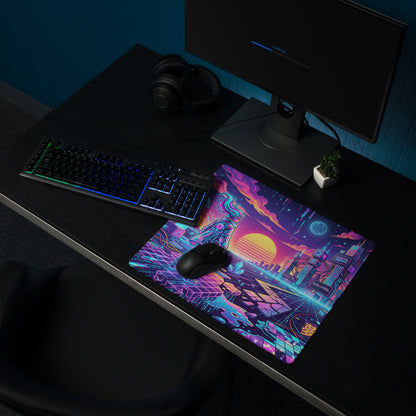 Vaporwave Neon Galaxy Mouse Pad - Vaporwave Neon Mouse Pad Purple Pink Blue Desk Retro Futurism Dreamy Neon Digital Art