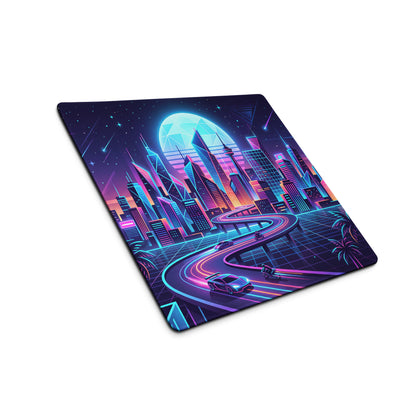 Neon City Vaporwave Mouse Pad - Mouse Pad Neon Blue Purple For Gaming Futuristic Neon Mood Cyberpunk Vaporwave Art