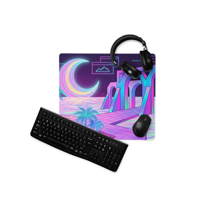 Neon Vaporwave Desk Pad - Mouse Pad Neon Pink Cyan Purple Desk Vaporwave Mood Neon Dream Retro Vaporwave Digital Art