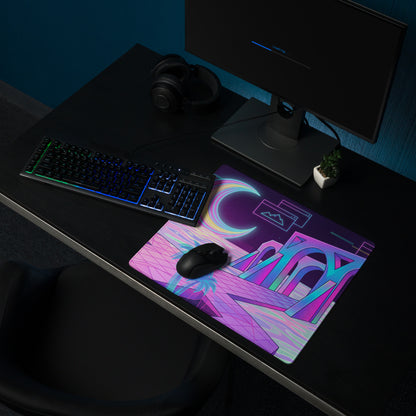Neon Vaporwave Desk Pad - Mouse Pad Neon Pink Cyan Purple Desk Vaporwave Mood Neon Dream Retro Vaporwave Digital Art