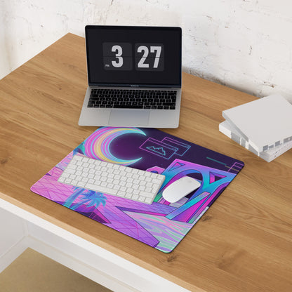 Neon Vaporwave Desk Pad - Mouse Pad Neon Pink Cyan Purple Desk Vaporwave Mood Neon Dream Retro Vaporwave Digital Art