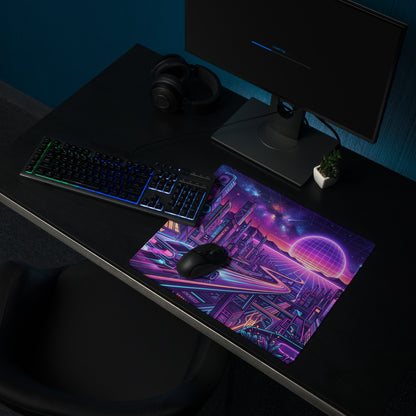 Neon Vaporwave City Mouse Pad - Gaming Mouse Pad Neon Purple Pink Blue Desk Vaporwave Mood Neon Decor Synthwave