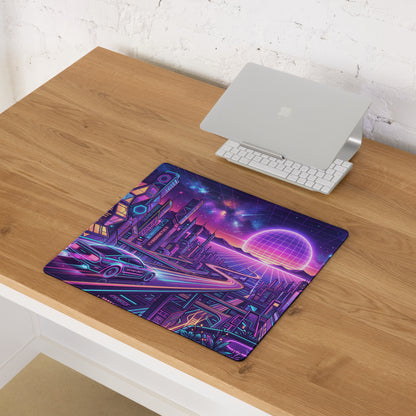 Neon Vaporwave City Mouse Pad - Gaming Mouse Pad Neon Purple Pink Blue Desk Vaporwave Mood Neon Decor Synthwave