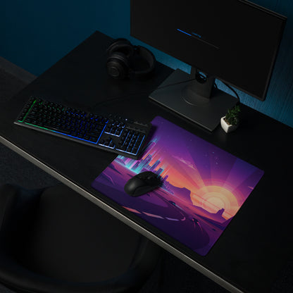 Neon Vaporwave Cityscape Mouse Pad - Cityscape Neon Purple Pink Gaming Desk Vaporwave Retro Futurism Decor Digital Art