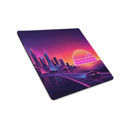 Vaporwave Neon City Mouse Pad - Cityscape Purple Pink Gradient Desk Setup Vaporwave Dreamy Neon Retro Gaming Digital Art
