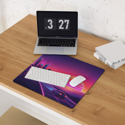 Vaporwave Neon City Mouse Pad - Cityscape Purple Pink Gradient Desk Setup Vaporwave Dreamy Neon Retro Gaming Digital Art