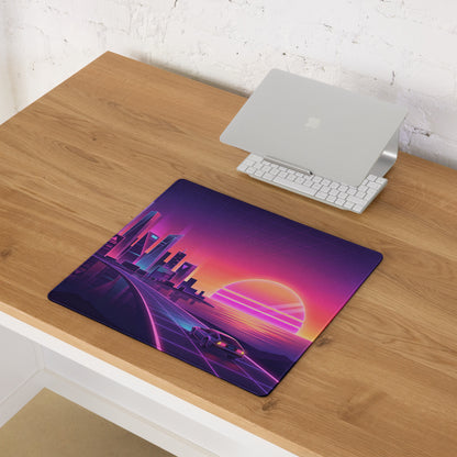 Vaporwave Neon City Mouse Pad - Cityscape Purple Pink Gradient Desk Setup Vaporwave Dreamy Neon Retro Gaming Digital Art