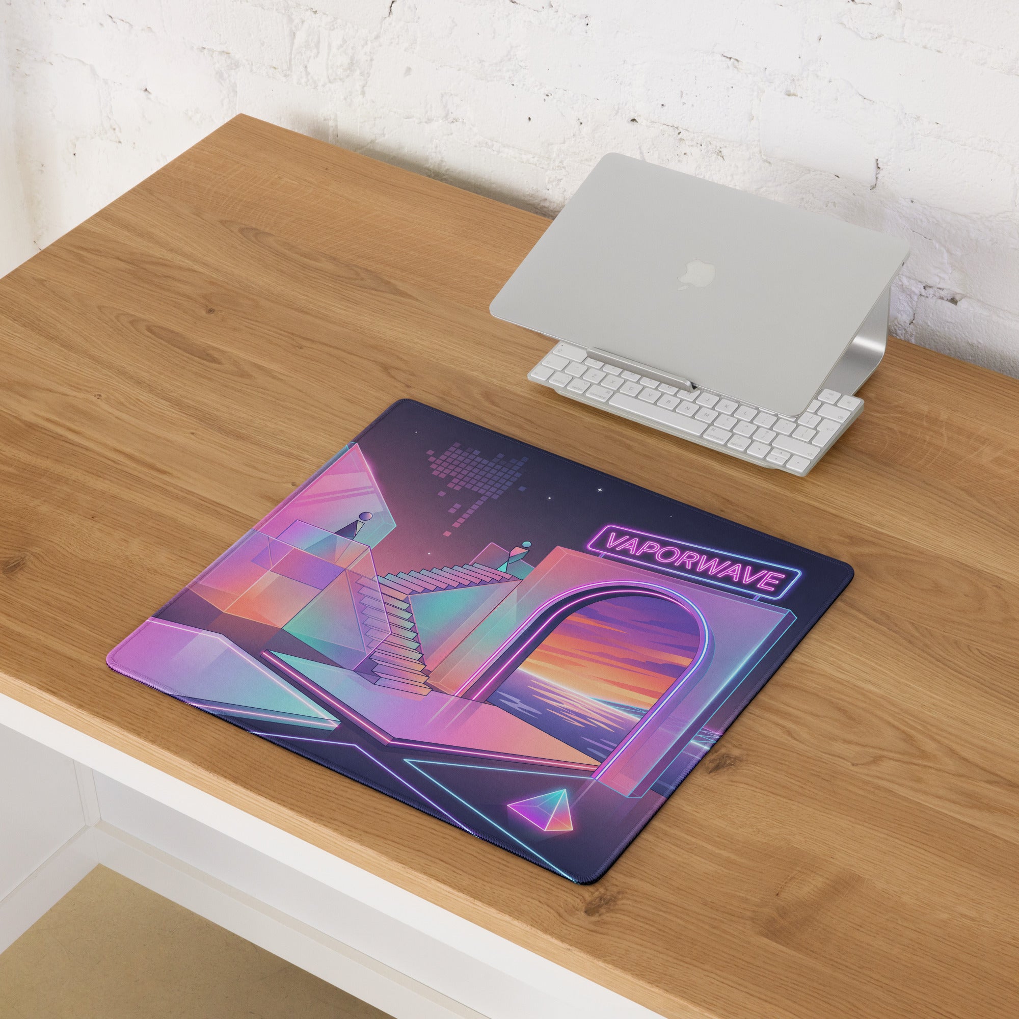 Neon Vaporwave Mouse Pad - Mouse Pad Neon Pink Purple Blue Gaming Setup Vaporwave Mood Dreamy Neon Aesthetic Digital Art