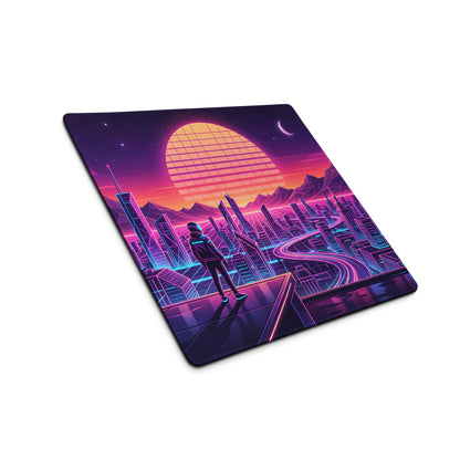 Vaporwave Neon City Pad - Gaming Mouse Pad Purple Pink Desk Vaporwave Mood Retro Futuristic Neon Desk Gear Digital Art