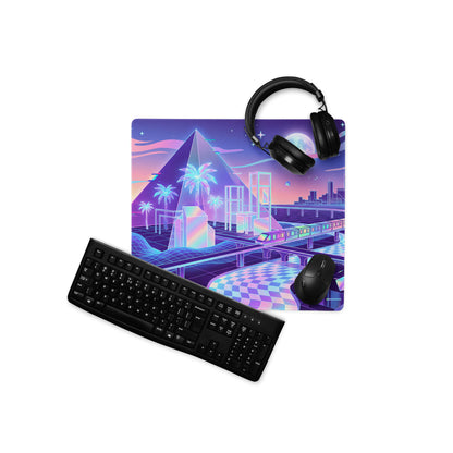 Vaporwave Neon Cityscape Mouse Pad - Mouse Pad Purple Teal Pink Gaming Desk Vaporwave City Neon Mood Digital Art