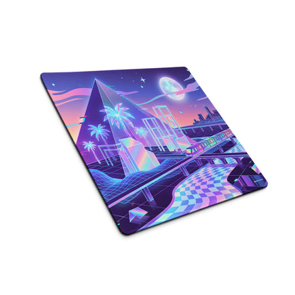 Vaporwave Neon Cityscape Mouse Pad - Mouse Pad Purple Teal Pink Gaming Desk Vaporwave City Neon Mood Digital Art