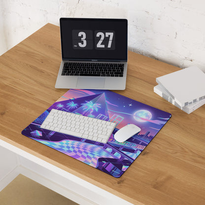 Vaporwave Neon Cityscape Mouse Pad - Mouse Pad Purple Teal Pink Gaming Desk Vaporwave City Neon Mood Digital Art