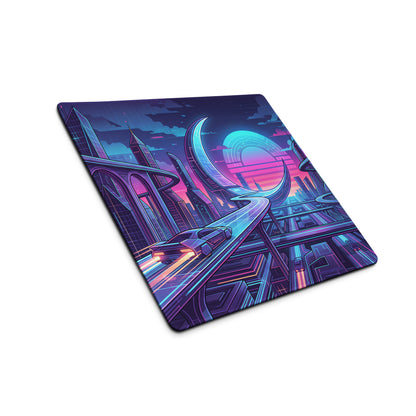 Vaporwave Neon City Mouse Pad - Gaming Mouse Pad Purple Pink Neon Desk Vaporwave Mood Neon Cyberpunk RGB Digital Art