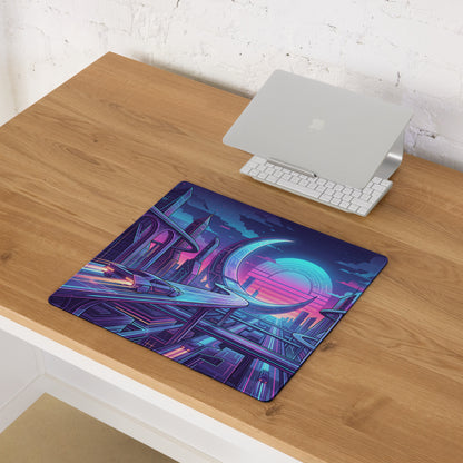Vaporwave Neon City Mouse Pad - Gaming Mouse Pad Purple Pink Neon Desk Vaporwave Mood Neon Cyberpunk RGB Digital Art