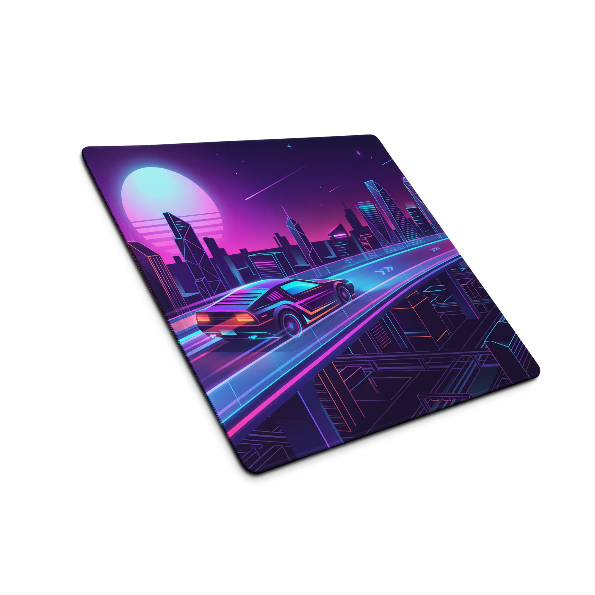 Vaporwave Neon City Mouse Pad - City Neon Purple Pink Blue Gaming Desk Vaporwave Retro Mood Synthwave Decor Digital Art