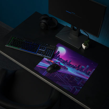 Vaporwave Neon City Mouse Pad - City Neon Purple Pink Blue Gaming Desk Vaporwave Retro Mood Synthwave Decor Digital Art
