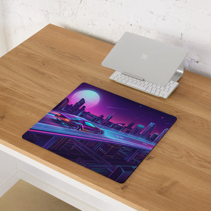 Vaporwave Neon City Mouse Pad - City Neon Purple Pink Blue Gaming Desk Vaporwave Retro Mood Synthwave Decor Digital Art