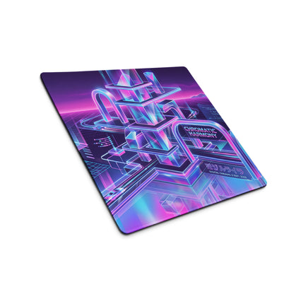 Vaporwave Neon Gaming Mouse Pad - Neon Purple Pink Blue Desktop Setup Vaporwave Retro Futurism Desk Mat Digital Art