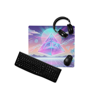 Vaporwave Neon Gaming Pad - Gaming Mouse Pad Neon Purple Pink Desk Neon Dreamy Retro Wave Gamer Accessory Digital Art
