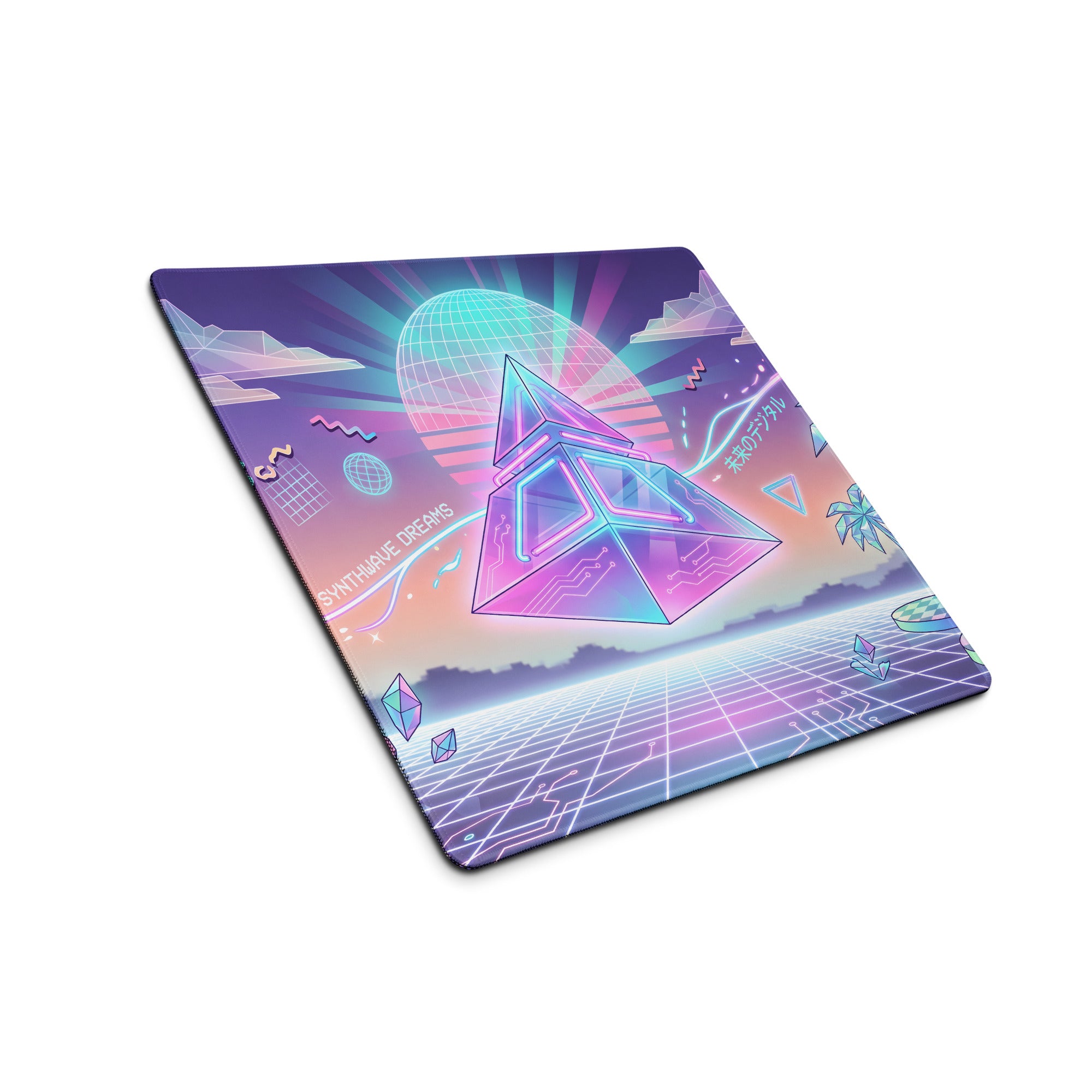 Vaporwave Neon Gaming Pad - Gaming Mouse Pad Neon Purple Pink Desk Neon Dreamy Retro Wave Gamer Accessory Digital Art