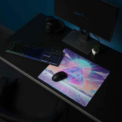 Vaporwave Neon Gaming Pad - Gaming Mouse Pad Neon Purple Pink Desk Neon Dreamy Retro Wave Gamer Accessory Digital Art