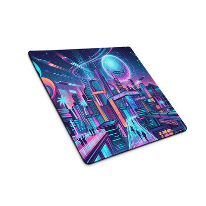 Neon Vaporwave City Mouse Pad - Gaming Mouse Pad Neon Pink Blue Desk Vaporwave Mood Energetic Futuristic Niche Tech Gear
