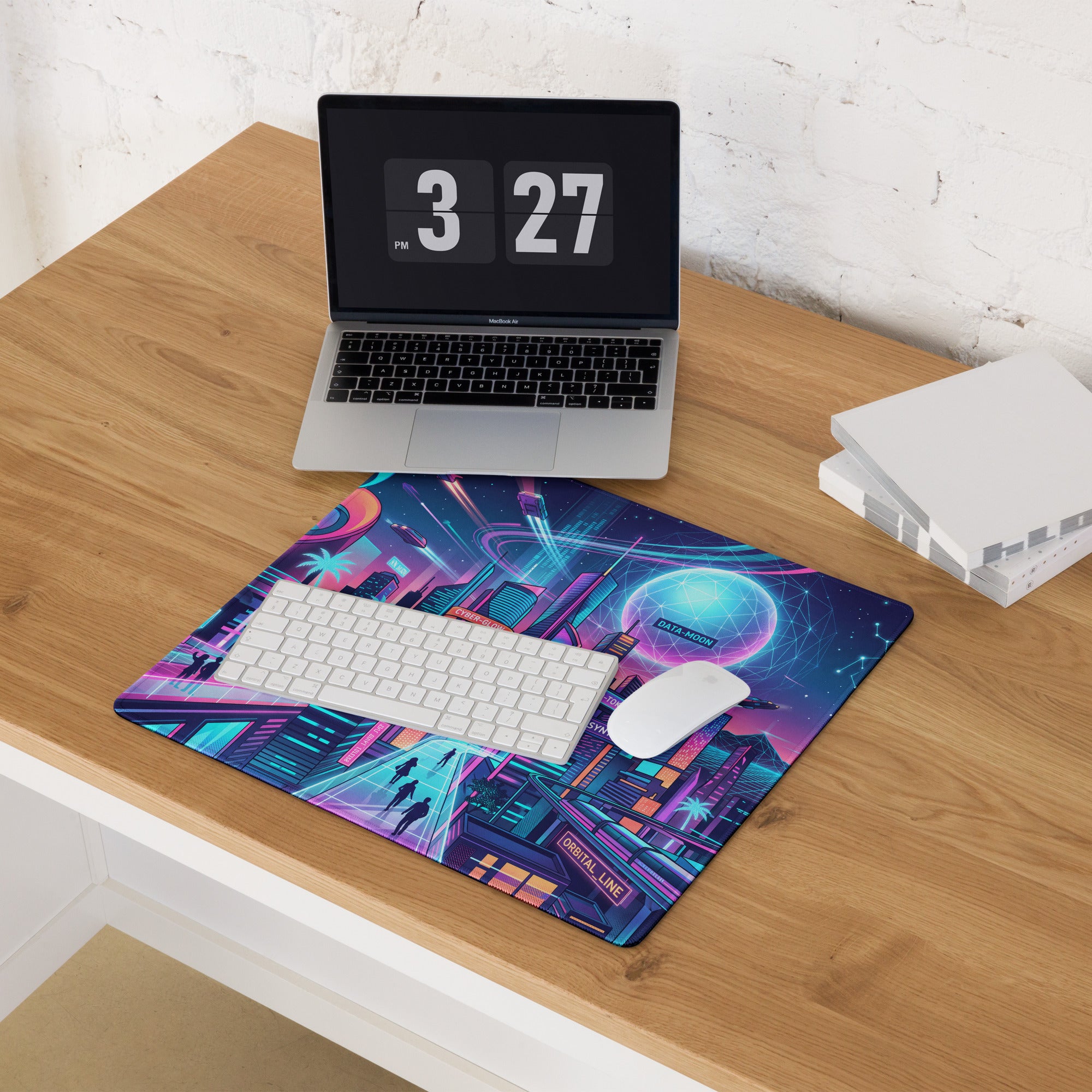 Neon Vaporwave City Mouse Pad - Gaming Mouse Pad Neon Pink Blue Desk Vaporwave Mood Energetic Futuristic Niche Tech Gear