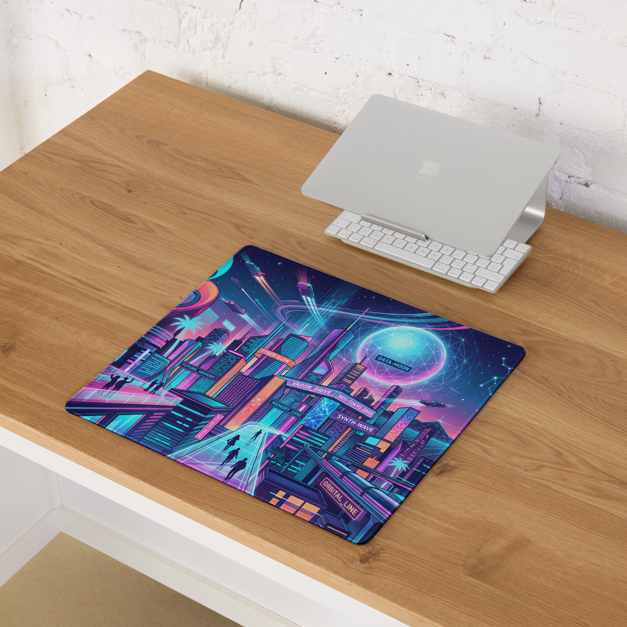 Neon Vaporwave City Mouse Pad - Gaming Mouse Pad Neon Pink Blue Desk Vaporwave Mood Energetic Futuristic Niche Tech Gear