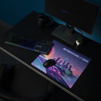Neon Vaporwave City Mouse Pad - Mouse Pad Neon Purple Aqua Desk Vaporwave Retro Futurism Cyberpunk Vaporwave Digital Art