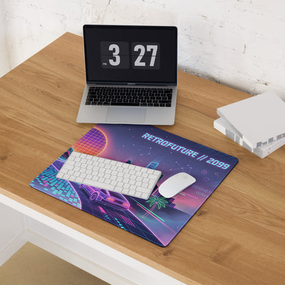 Neon Vaporwave City Mouse Pad - Mouse Pad Neon Purple Aqua Desk Vaporwave Retro Futurism Cyberpunk Vaporwave Digital Art