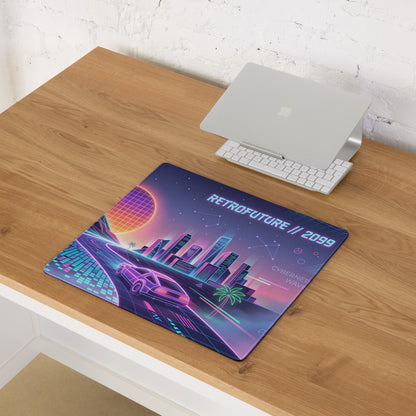 Neon Vaporwave City Mouse Pad - Mouse Pad Neon Purple Aqua Desk Vaporwave Retro Futurism Cyberpunk Vaporwave Digital Art