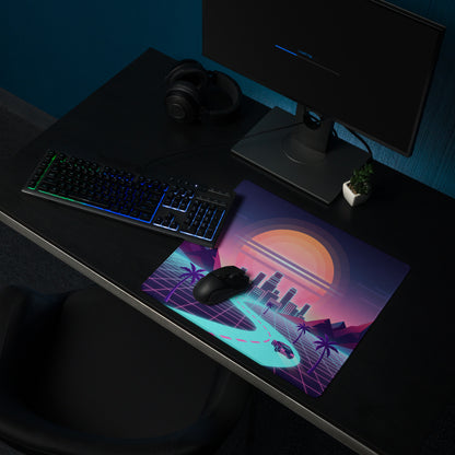 Vaporwave Neon Sunset Mouse Pad - Gaming Mouse Pad Neon Pink Purple For Desk Retro Futurism Neon Aesthetic Non Slip