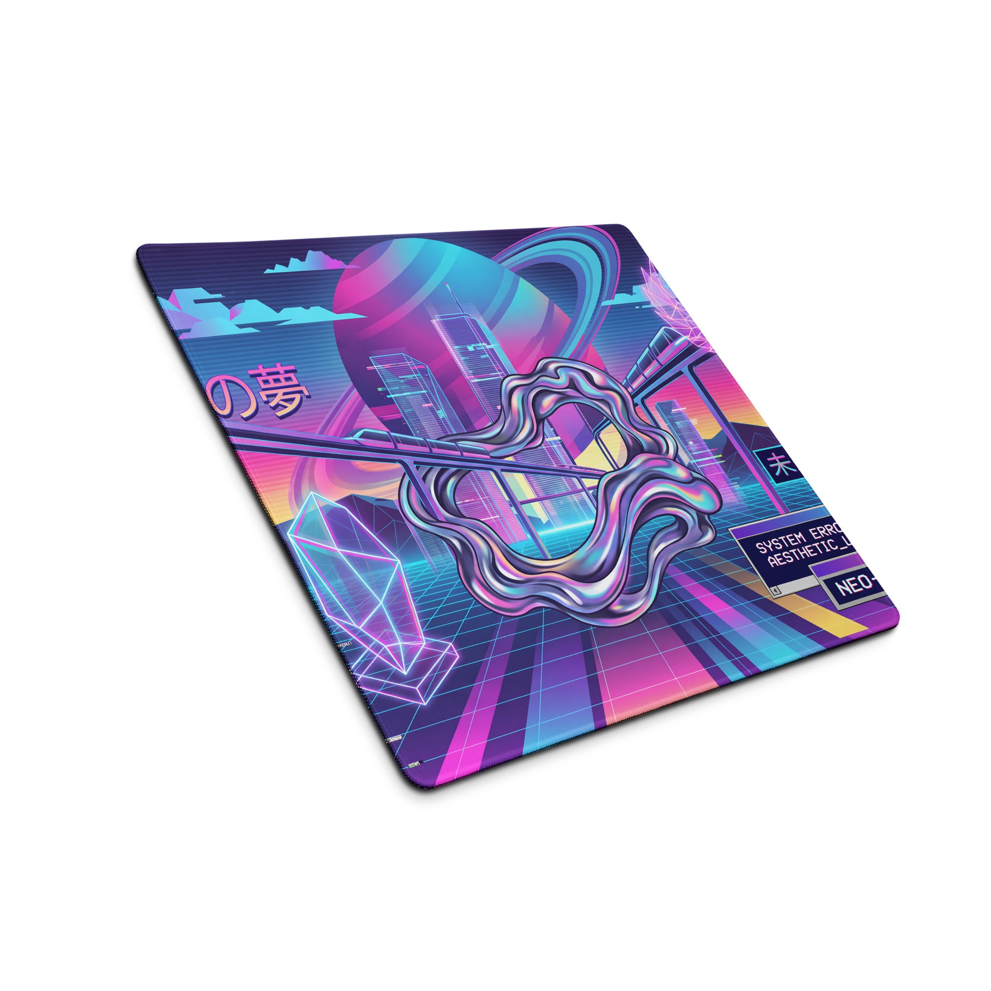 Vaporwave Neon Gaming Mouse Pad - Vaporwave Neon Mouse Pad Purple Pink Blue Gaming Desk Retro Dreamy Mood Digital Desktop