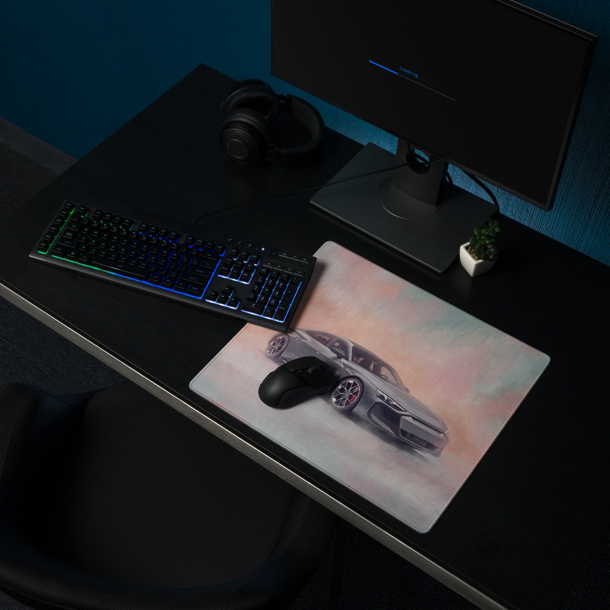 Audi RS e-tron GT Inspired Daytona Gray Electric Performance Desk Pad – Extended Non-Slip PC Mouse Mat