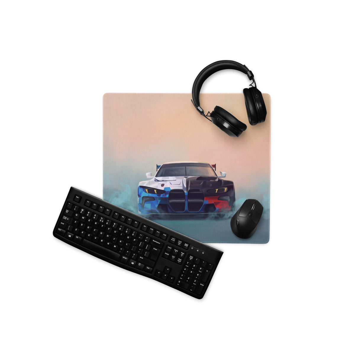 BMW M4 Inspired Motorsport Livery GT3 Frontal Desk Mat – Low-Friction Cloth Setup Mousepad