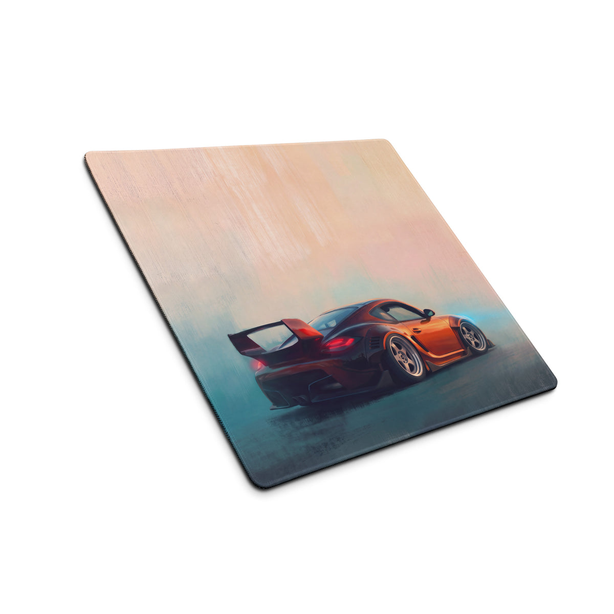 Porsche Cayman Inspired Metallic Orange Widebody Desk Pad – Extended Non-Slip PC Mouse Mat