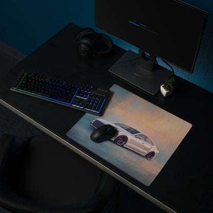 Audi A7 Inspired Pearl White Stance Desk Pad – Ultra-Glide Stitched Edge Gaming Mouse Mat